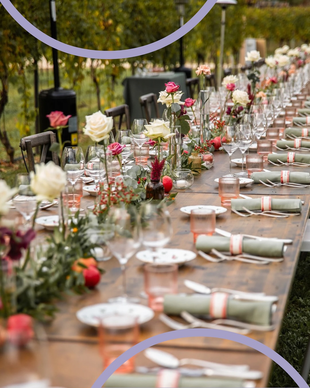 Allestimento floreale per tavola per evento realizzato da Floricoltura Santa Sofia a Verona